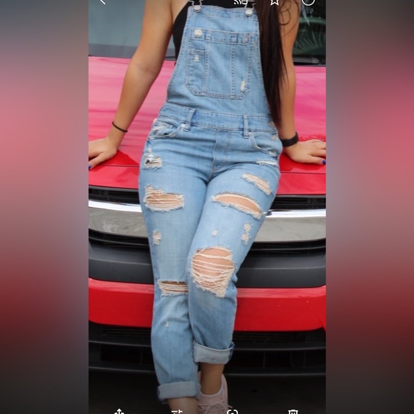 Garage distressed overall jeans size xs or 0 - Picture 6 of 6